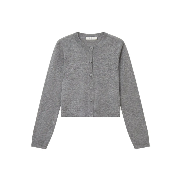 An image of a  Grey / One-Size 31573 Classic Button-Front Knit Top by  Mirra Masa