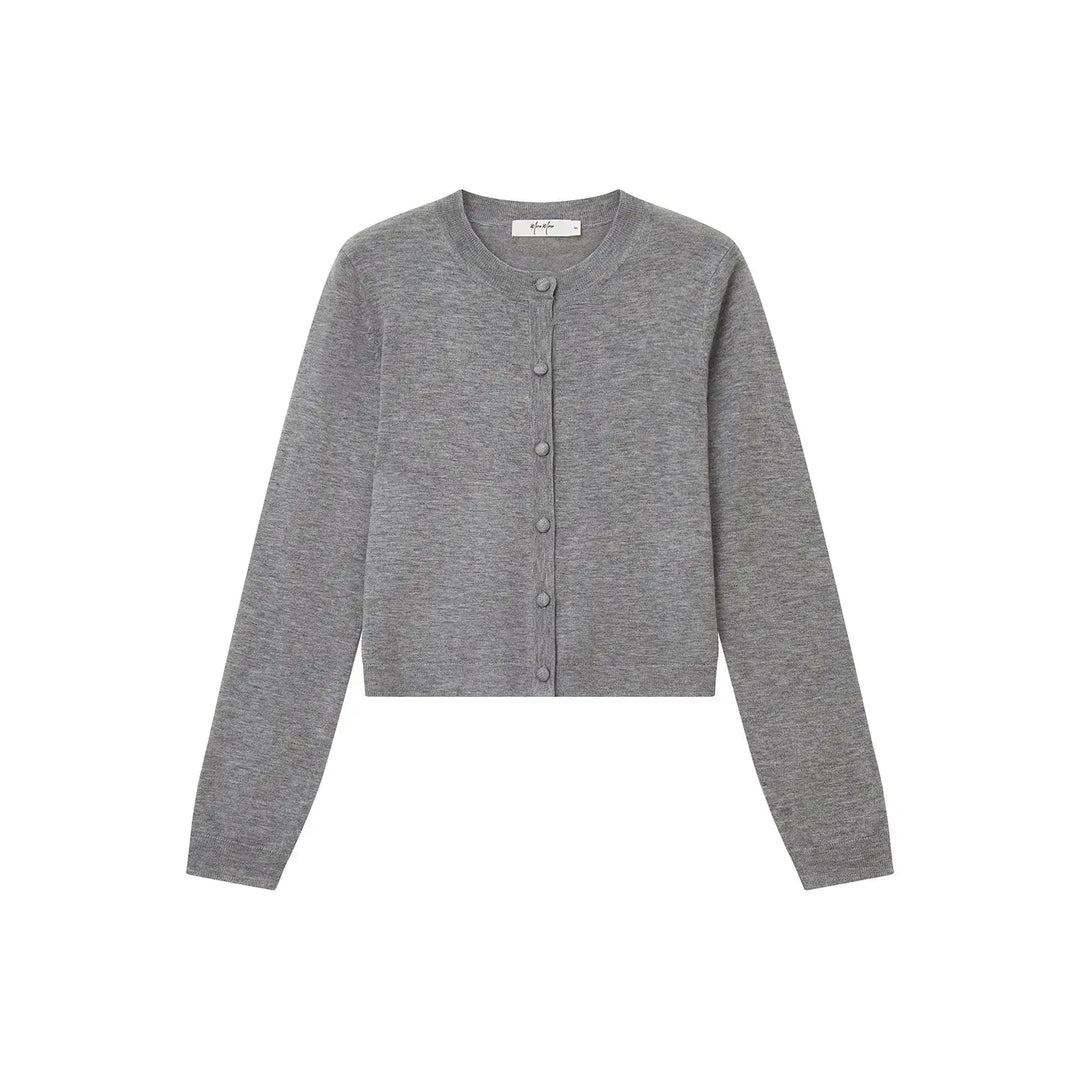 An image of a  Grey / One-Size 31573 Classic Button-Front Knit Top by  Mirra Masa