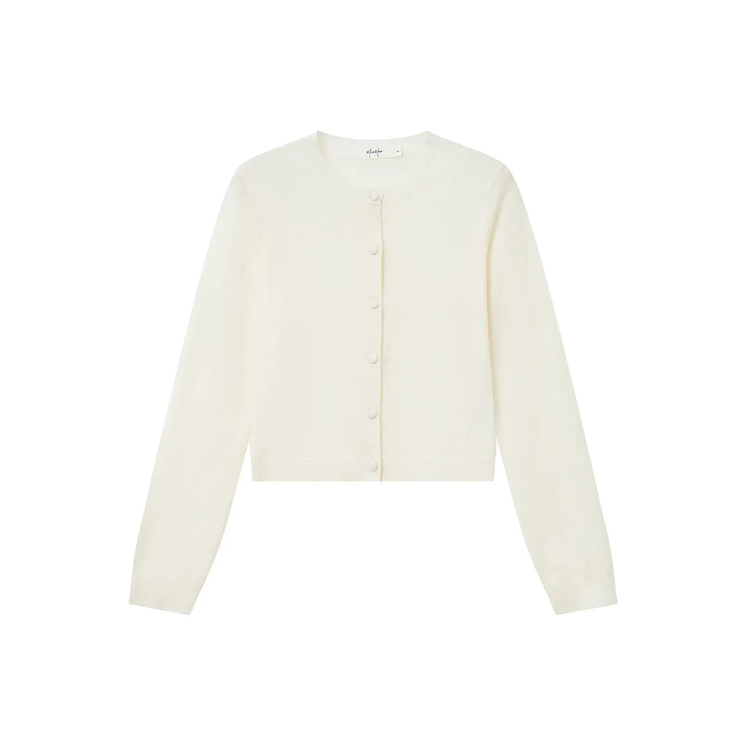 An image of a  White / One-Size 31573 Classic Button-Front Knit Top by  Mirra Masa