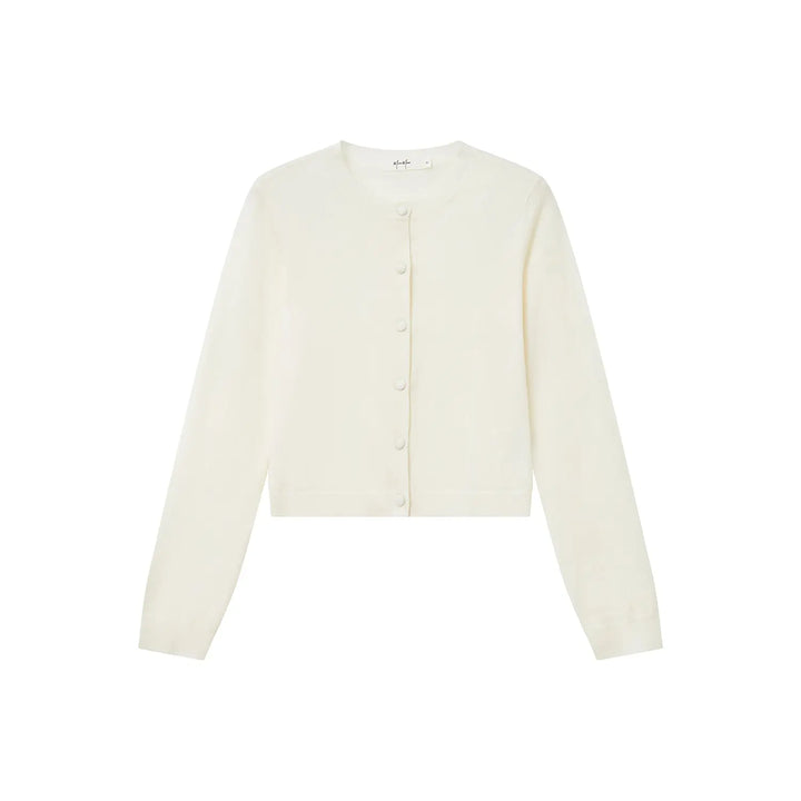An image of a  White / One-Size 31573 Classic Button-Front Knit Top by  Mirra Masa