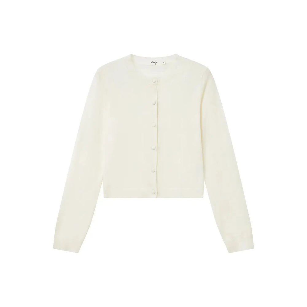 An image of a  White / One-Size 31573 Classic Button-Front Knit Top by  Mirra Masa