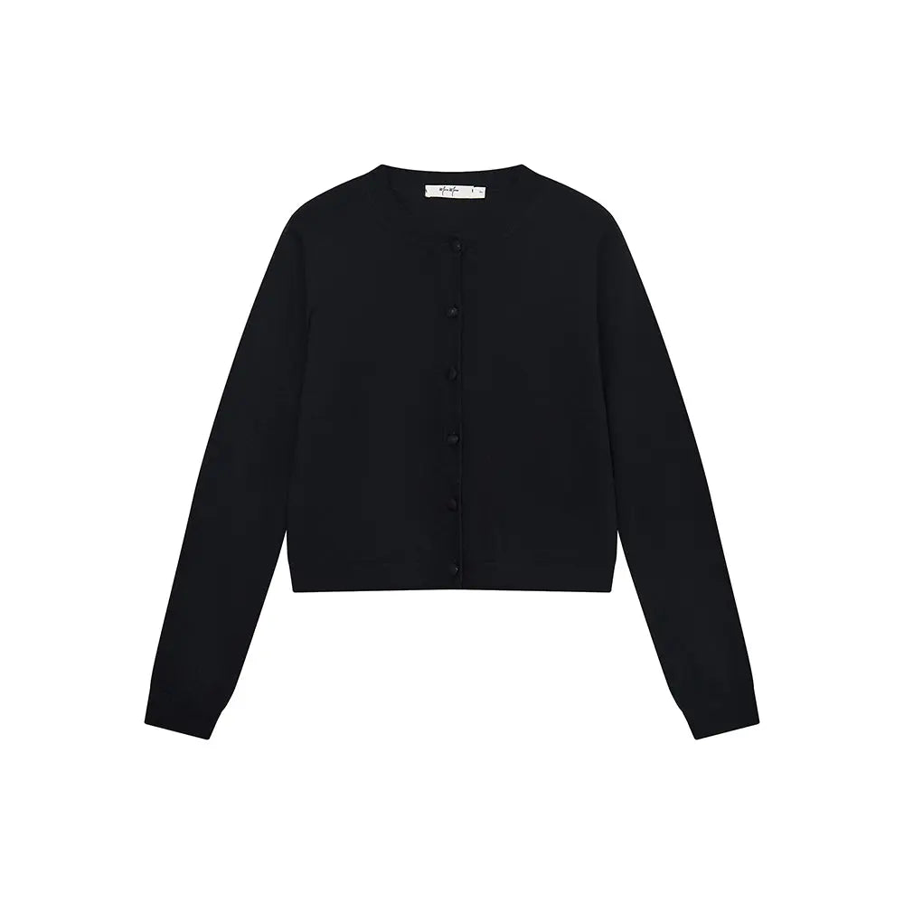 An image of a  Black / One-Size 31573 Classic Button-Front Knit Top by  Mirra Masa