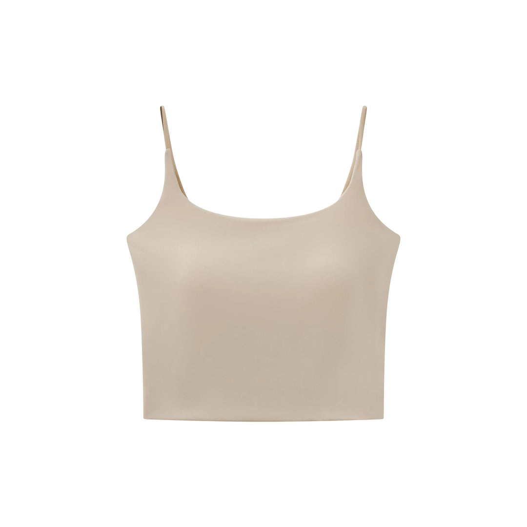 An image of a  Almond / One-Size 31588 Cropped Slip Top by  Mirra Masa