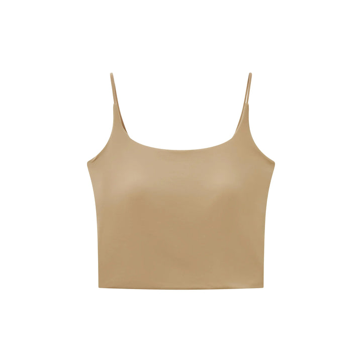 An image of a  Khaki / One-Size 31588 Cropped Slip Top by  Mirra Masa
