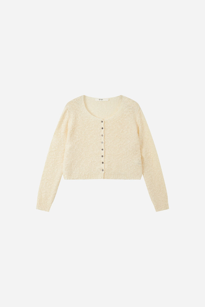 An image of a   31595 Textured-Knit Cropped Cardigan by  Mirra Masa