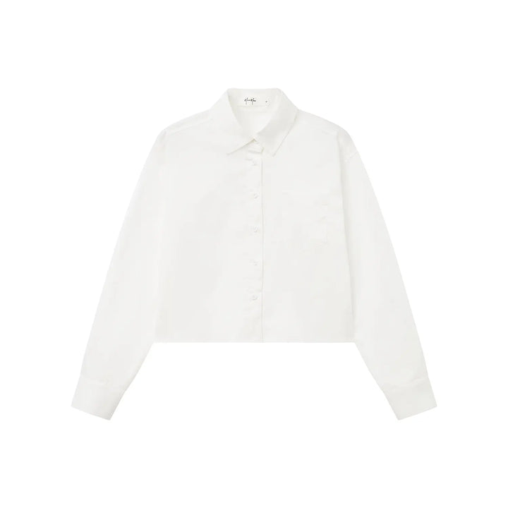 An image of a  White / Medium 31616 Cropped Classic Button-Up Shirts by  Mirra Masa