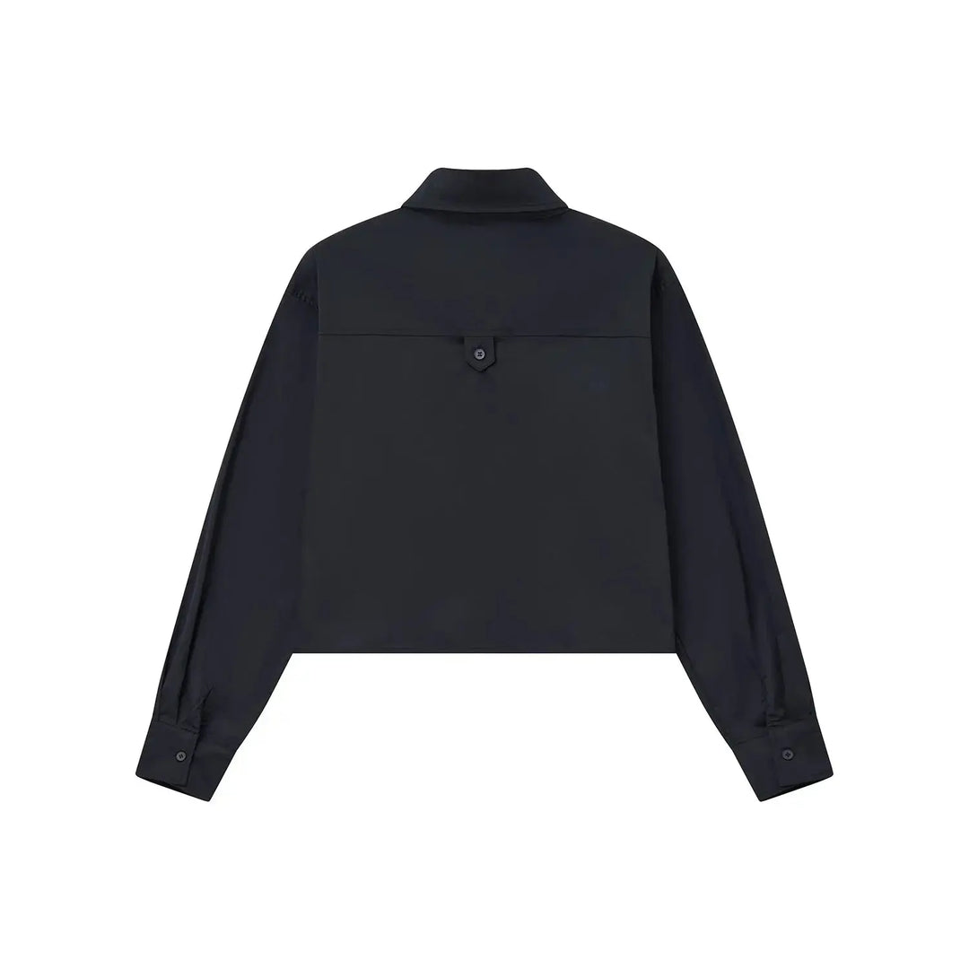 An image of a   31616 Cropped Classic Button-Up Shirts by  Mirra Masa