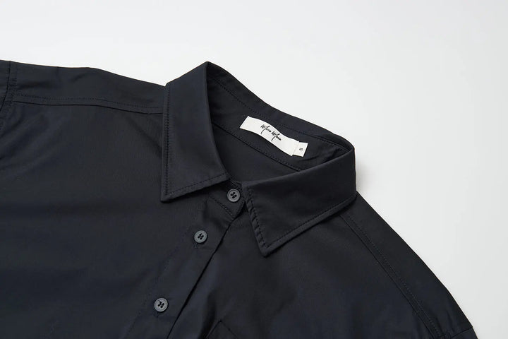 An image of a   31616 Cropped Classic Button-Up Shirts by  Mirra Masa