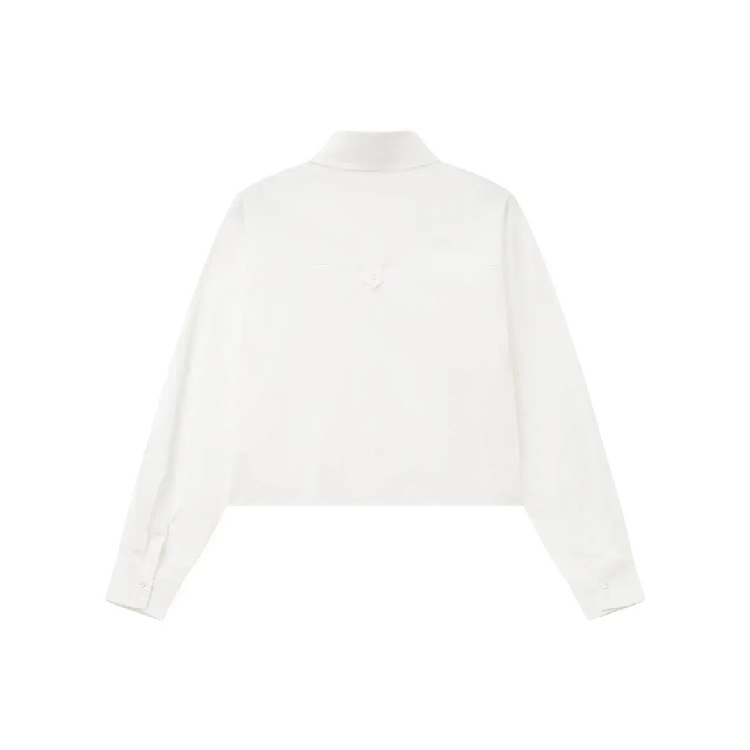 An image of a   31616 Cropped Classic Button-Up Shirts by  Mirra Masa