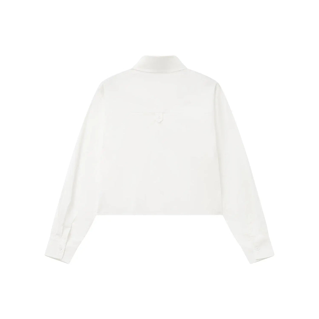 An image of a   31616 Cropped Classic Button-Up Shirts by  Mirra Masa