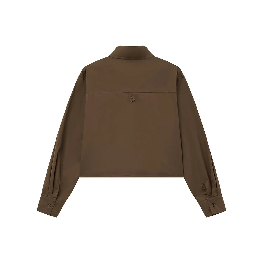An image of a   31616 Cropped Classic Button-Up Shirts by  Mirra Masa