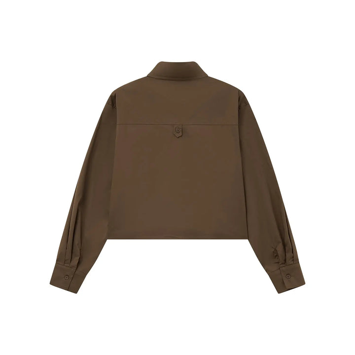 An image of a   31616 Cropped Classic Button-Up Shirts by  Mirra Masa