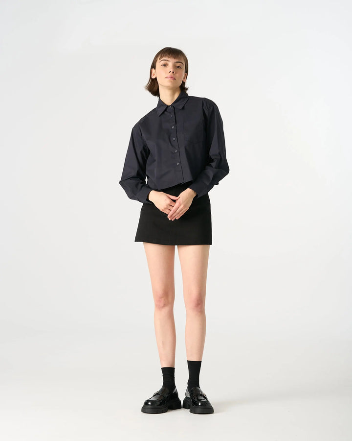 An image of a   31616 Cropped Classic Button-Up Shirts by  Mirra Masa