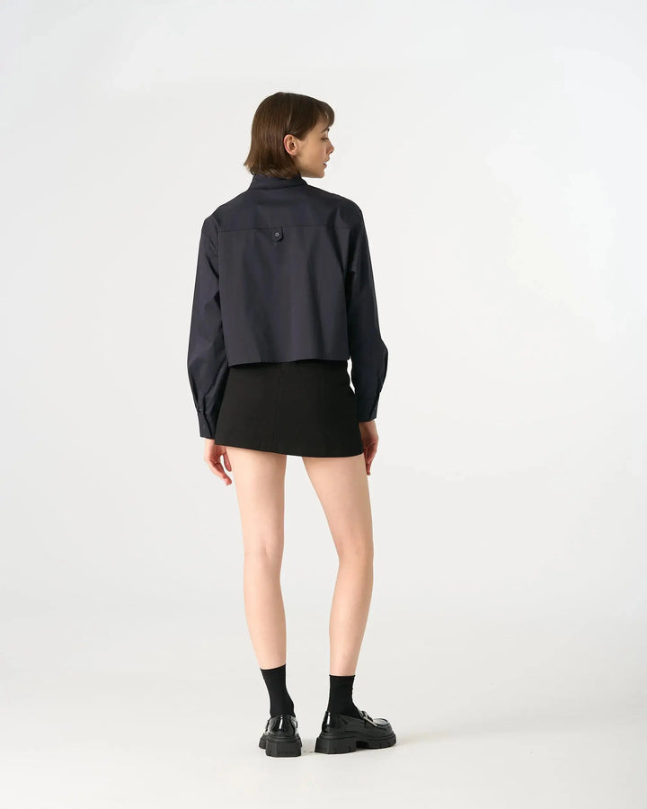 An image of a   31616 Cropped Classic Button-Up Shirts by  Mirra Masa