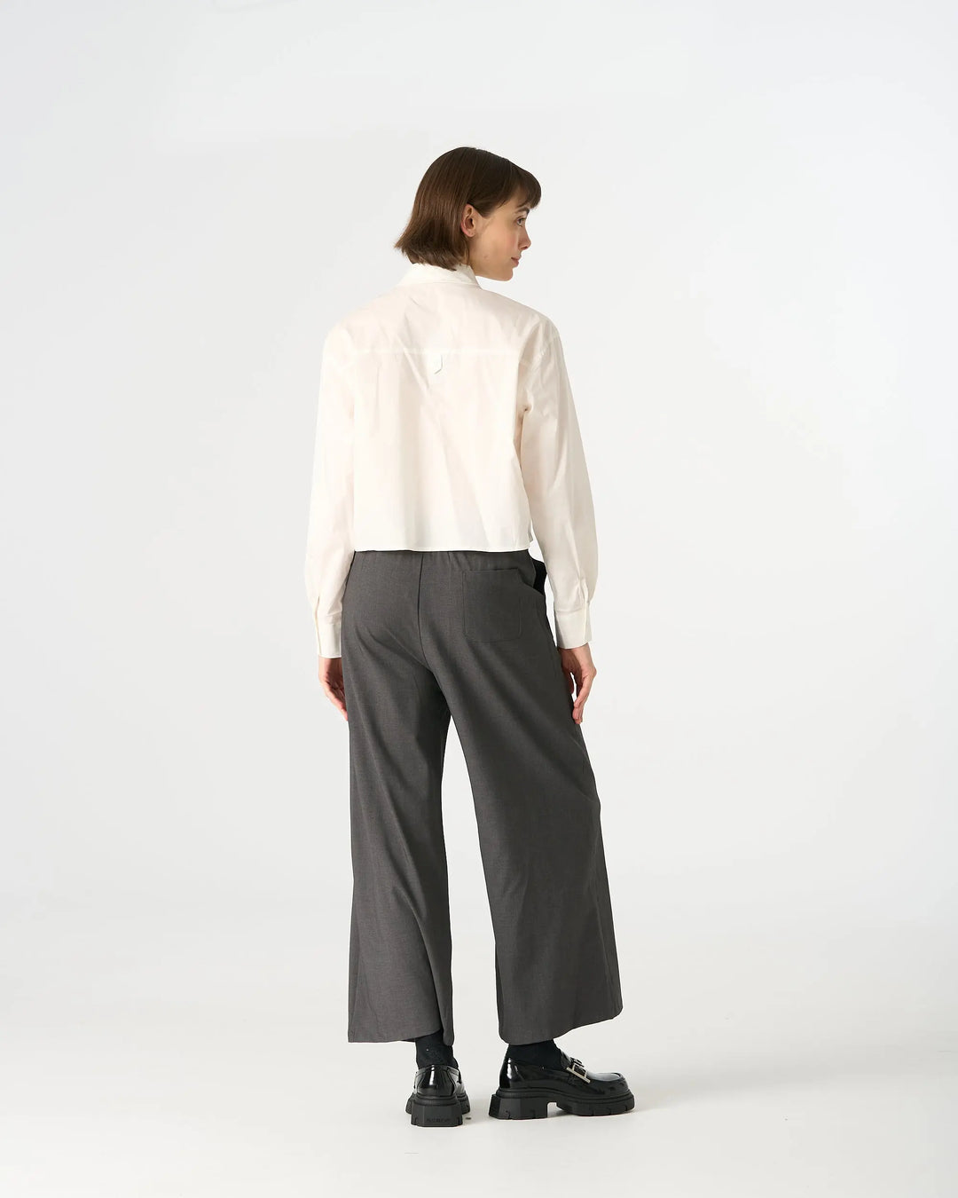 An image of a   31616 Cropped Classic Button-Up Shirts by  Mirra Masa