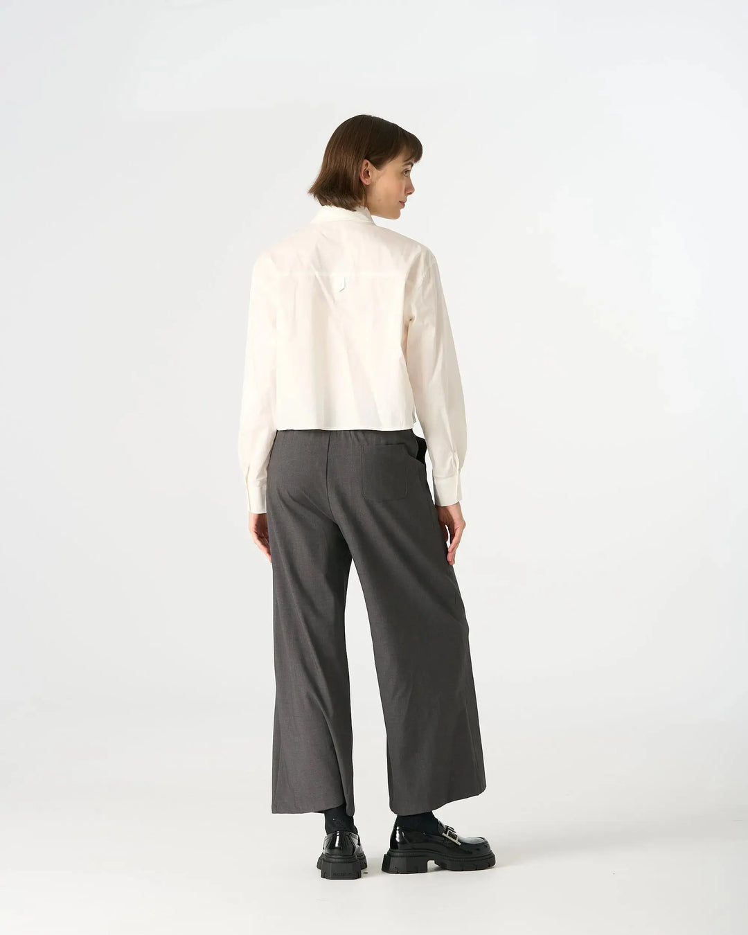 An image of a   31616 Cropped Classic Button-Up Shirts by  Mirra Masa