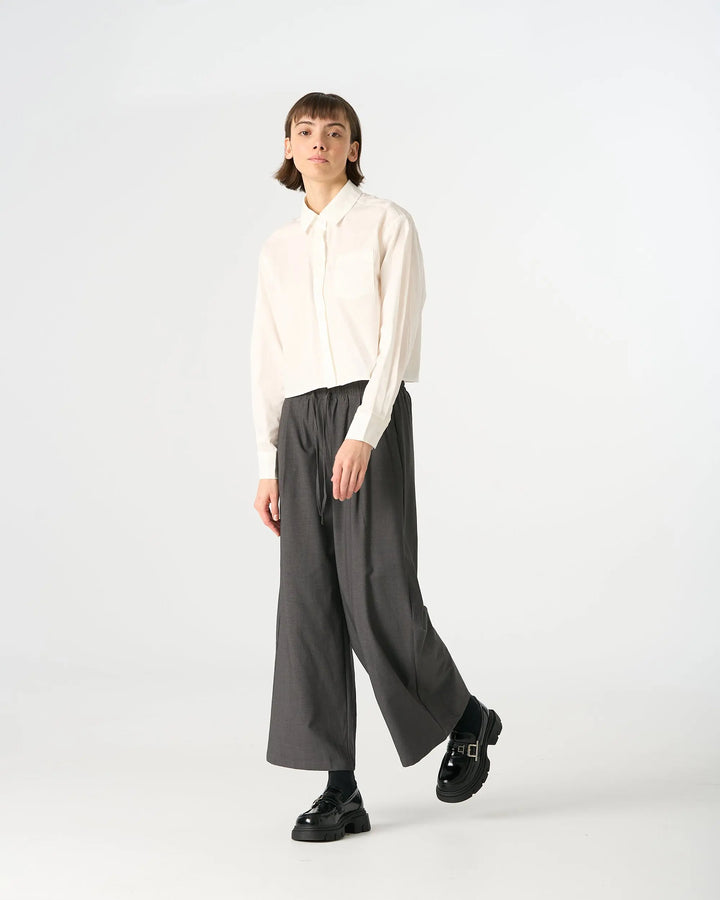 An image of a   31616 Cropped Classic Button-Up Shirts by  Mirra Masa