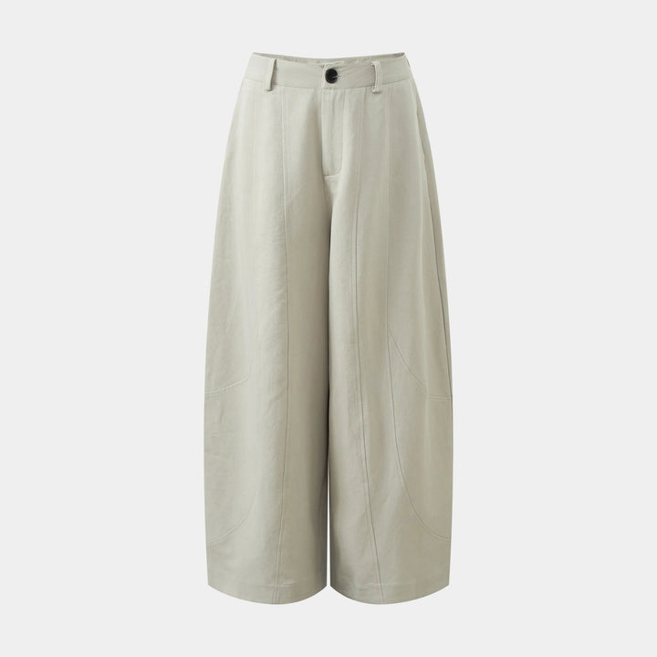 An image of a   31619 Curved-Seam Barrel-Leg Pants by  Mirra Masa