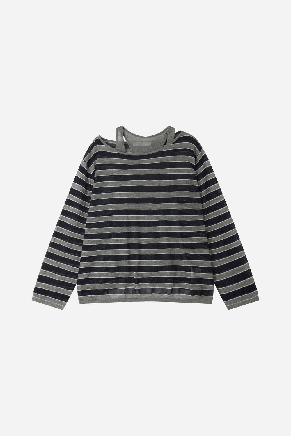 An image of a   31639 Layered Illusion Stripe Top by  Mirra Masa