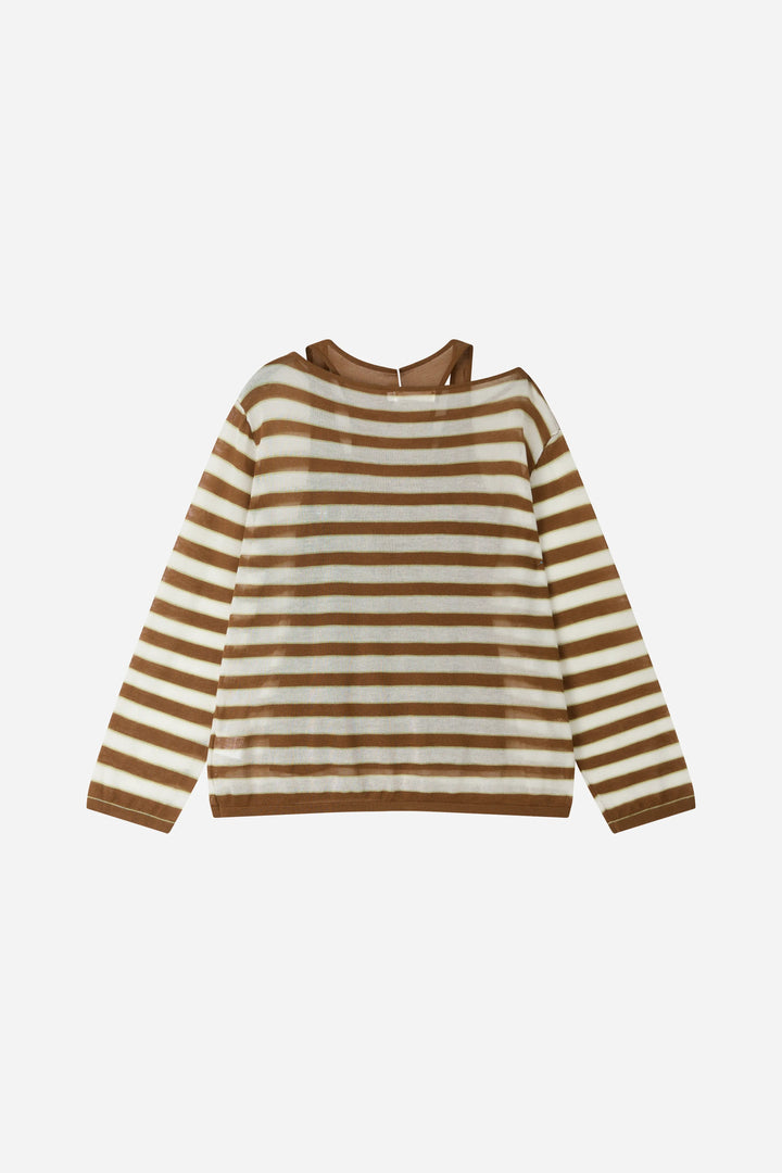 An image of a   31639 Layered Illusion Stripe Top by  Mirra Masa