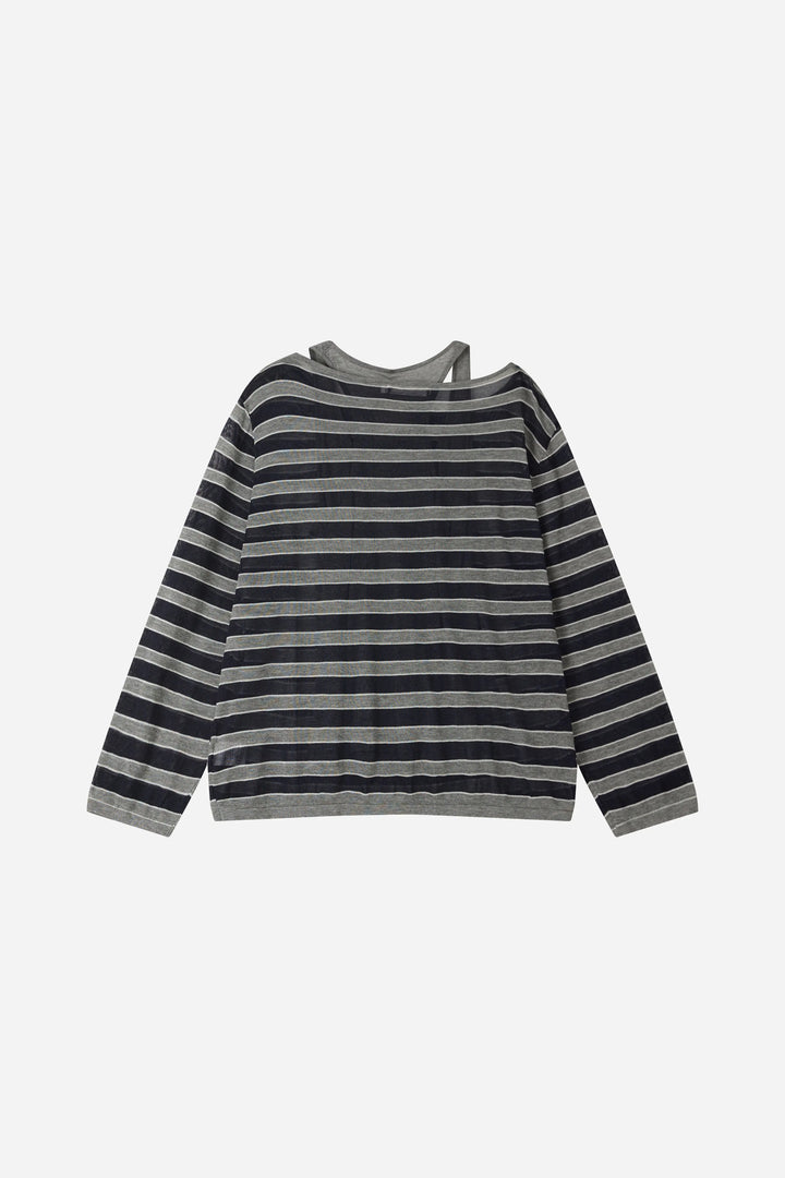 An image of a   31639 Layered Illusion Stripe Top by  Mirra Masa