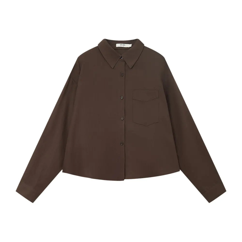 An image of a  One-Size / Brown 31713 Tencel Blend Shirt by  Mirra Masa