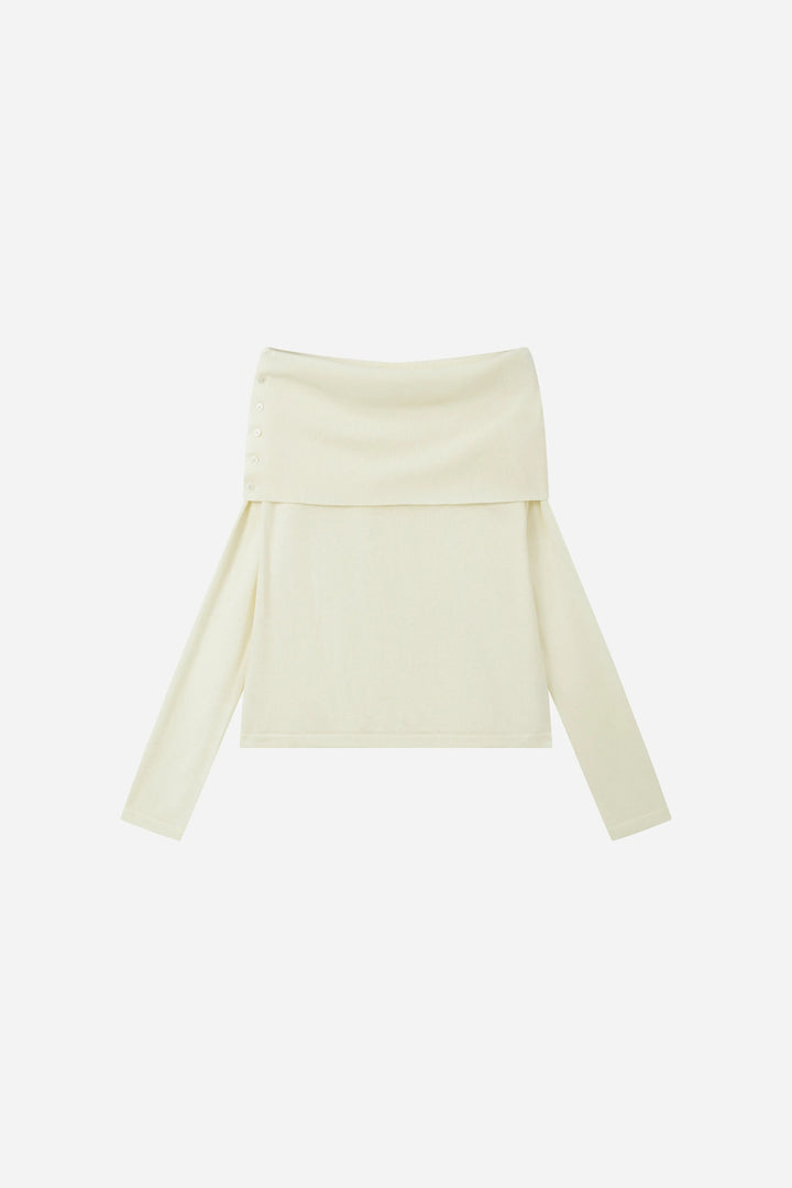 An image of a   31717 Sculpted Off-Shoulder Sweater by  Mirra Masa