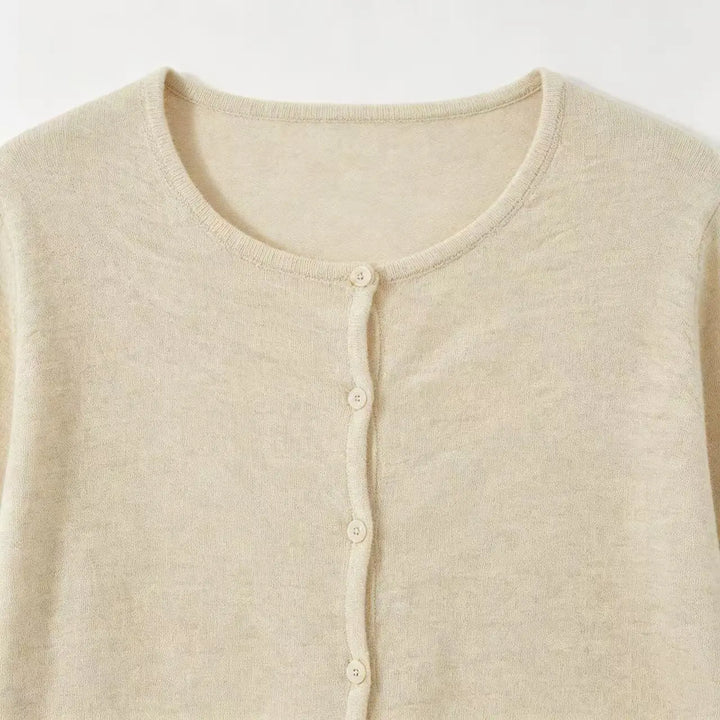 An image of a   31734 Fine-Knit Button-Front Cardigan by  Mirra Masa