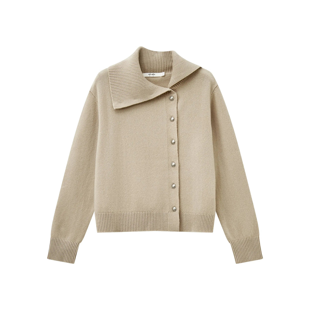 An image of a   31748 Tilted Neckline Button Cardigan by  Mirra Masa
