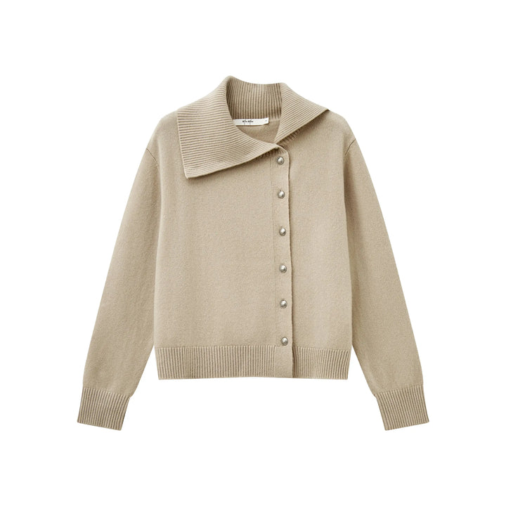 An image of a   31748 Tilted Neckline Button Cardigan by  Mirra Masa