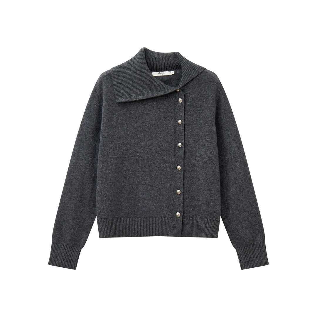 An image of a   31748 Tilted Neckline Button Cardigan by  Mirra Masa