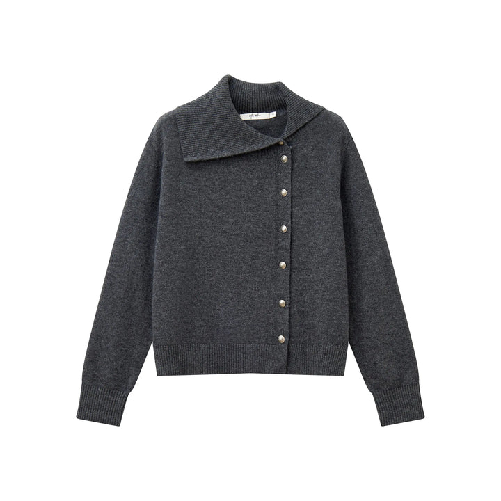 An image of a   31748 Tilted Neckline Button Cardigan by  Mirra Masa