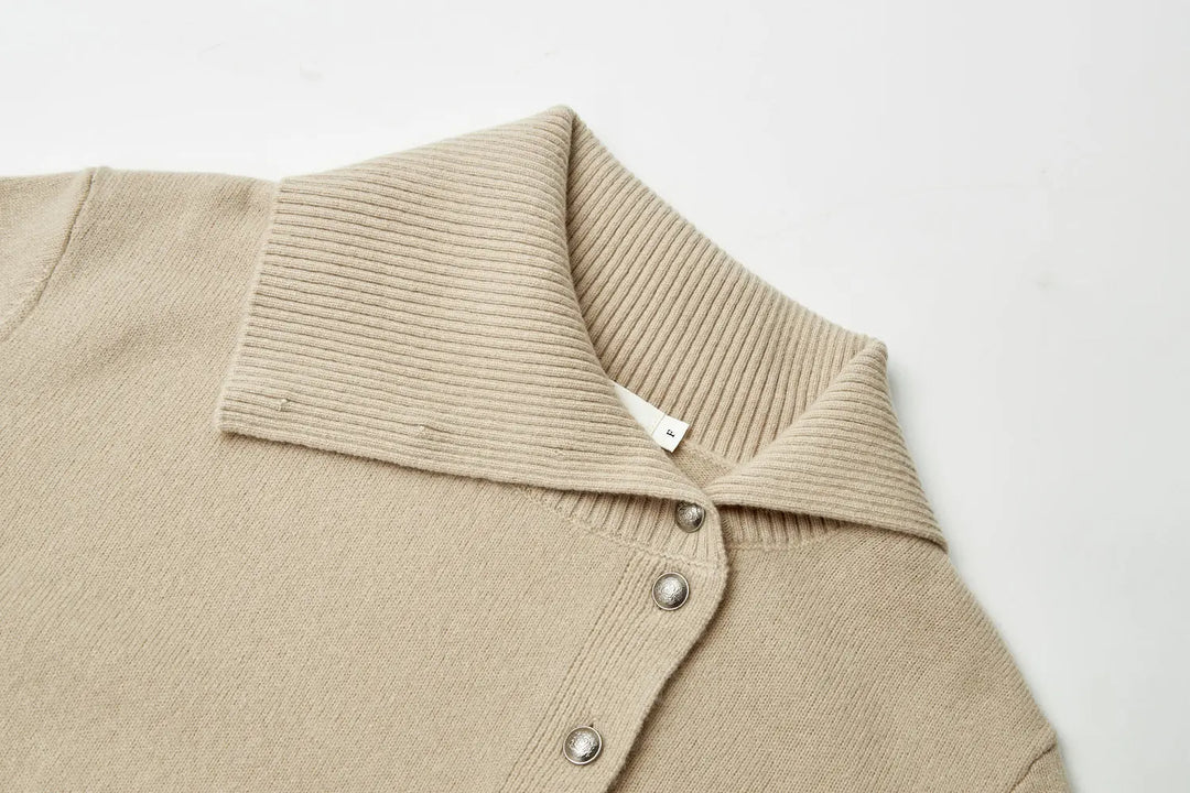 An image of a   31748 Tilted Neckline Button Cardigan by  Mirra Masa