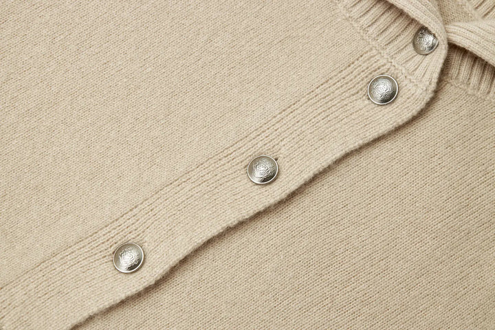 An image of a   31748 Tilted Neckline Button Cardigan by  Mirra Masa