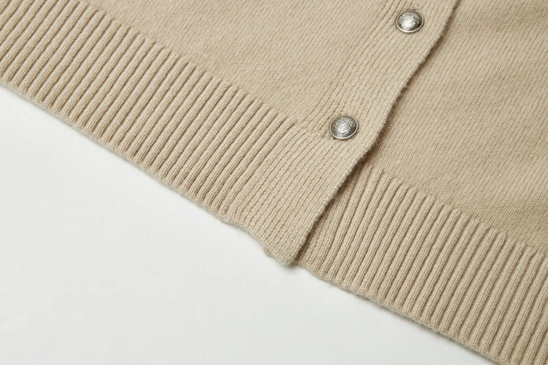 An image of a   31748 Tilted Neckline Button Cardigan by  Mirra Masa