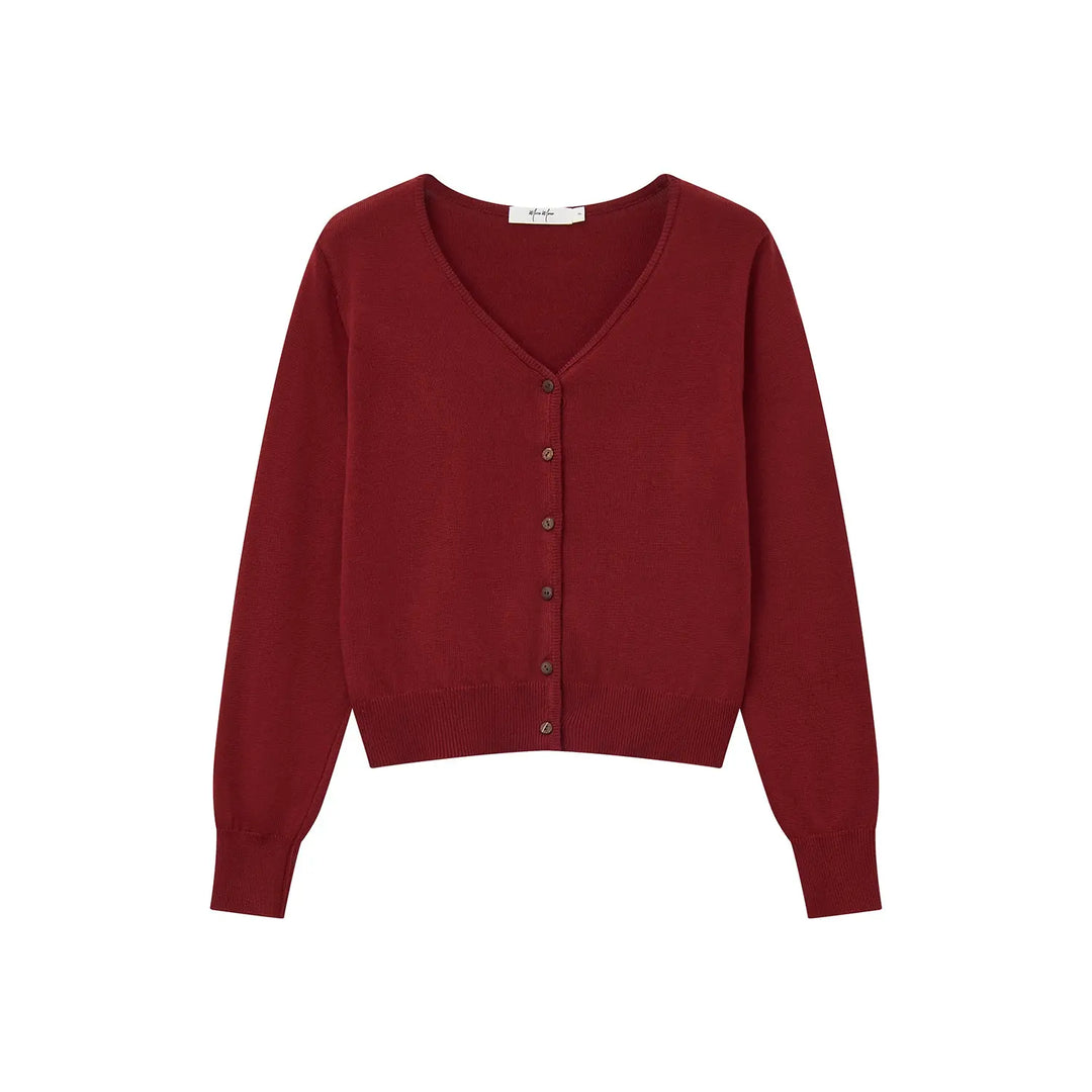 An image of a  Red / One-Size 31751 Everyday V-Neck Cardigan by  Mirra Masa