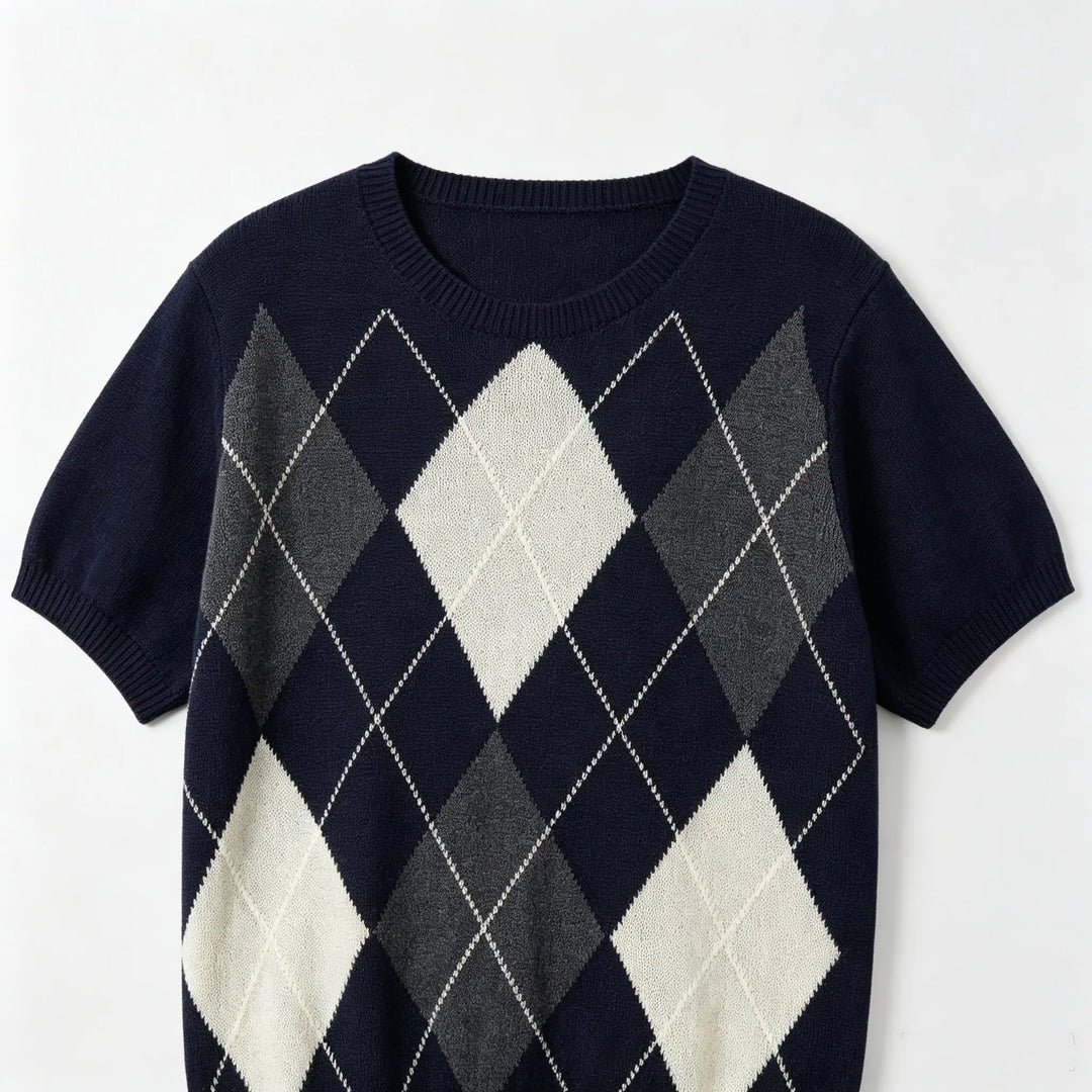 An image of a   31793 Argyle Short-Sleeve Knit by  Mirra Masa