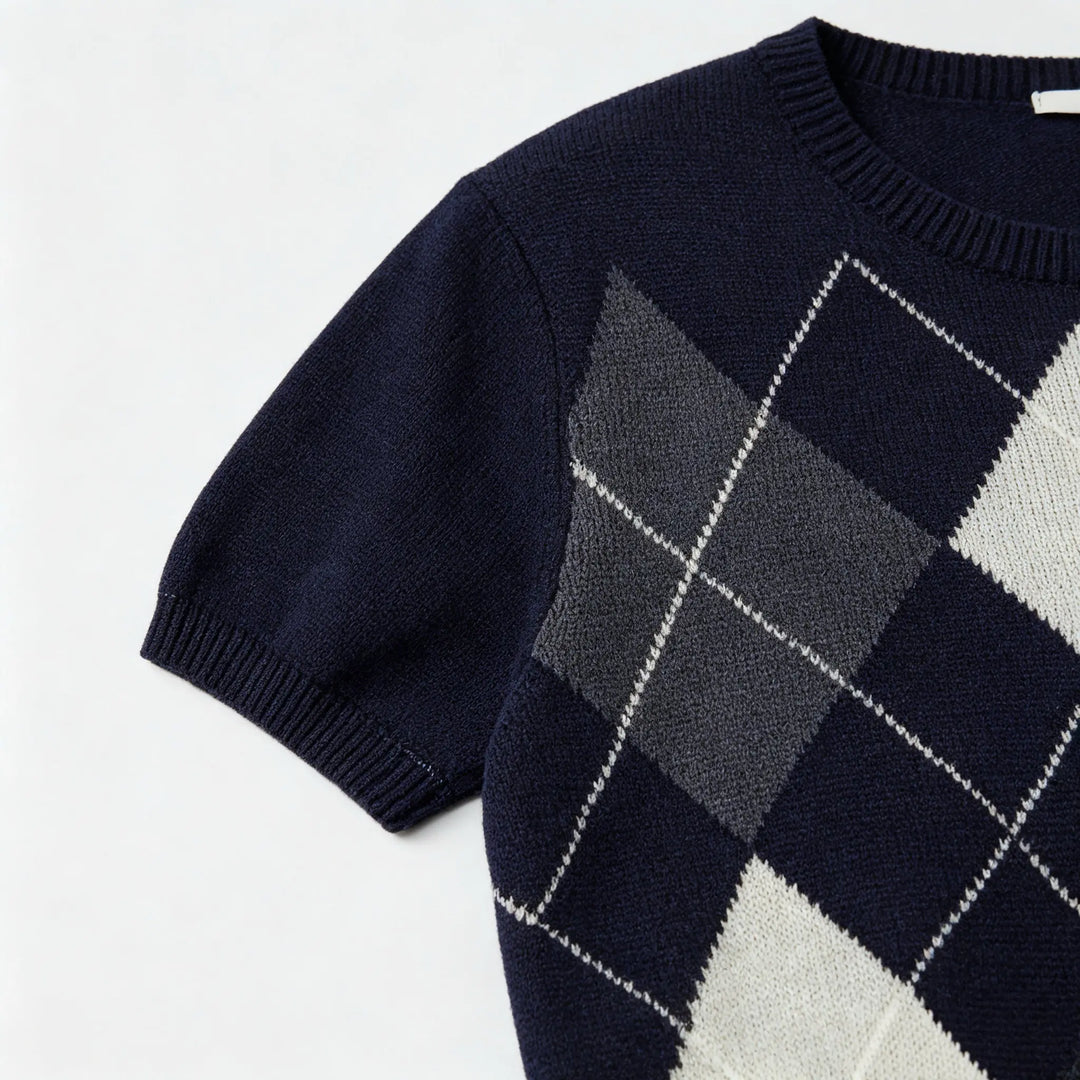 An image of a   31793 Argyle Short-Sleeve Knit by  Mirra Masa
