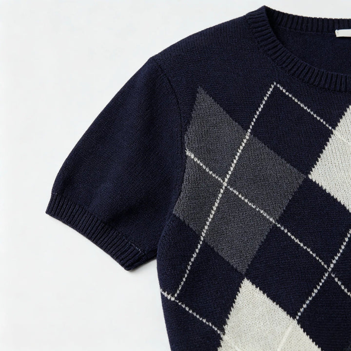 An image of a   31793 Argyle Short-Sleeve Knit by  Mirra Masa