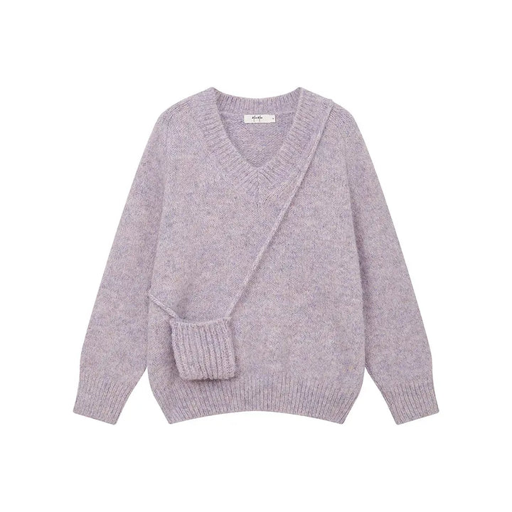 An image of a  Light Purple / One-Size 31809 Pullover Sweater with Pouch by  Mirra Masa