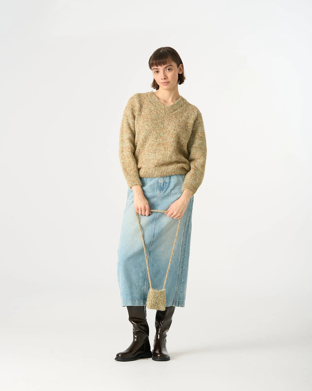 An image of a   31809 Pullover Sweater with Pouch by  Mirra Masa