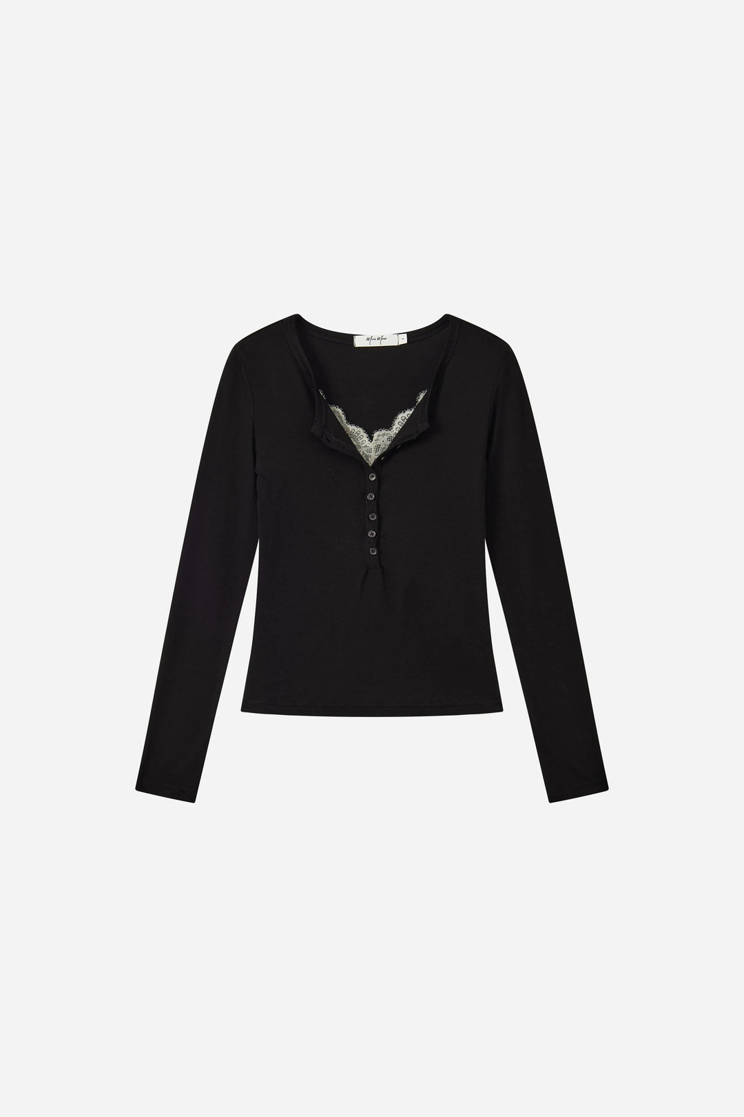 An image of a   31810 Lace-Trim Ruched Top by  Mirra Masa