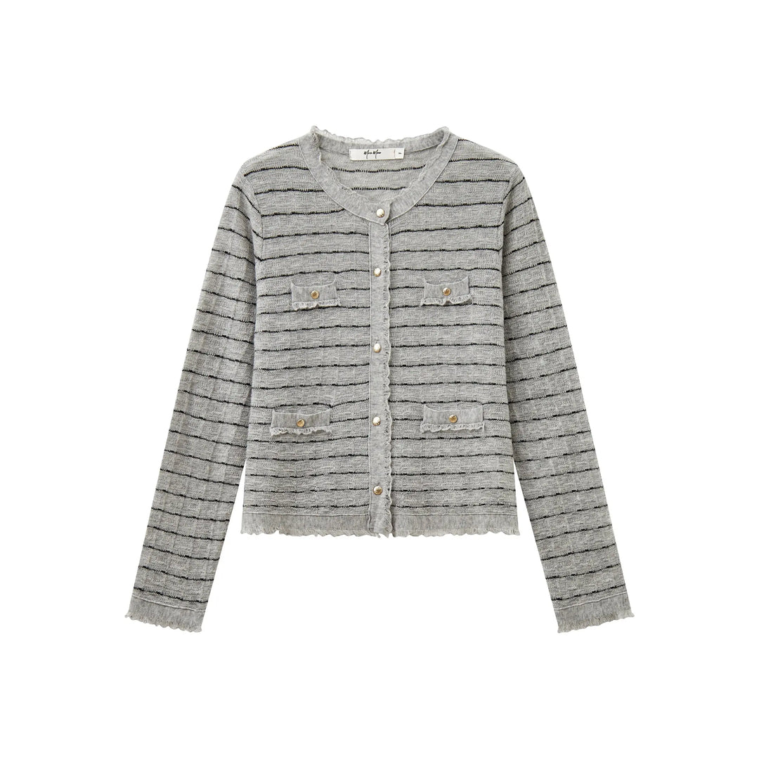 An image of a   31821 Frayed  Layerd Cardigan by  Mirra Masa