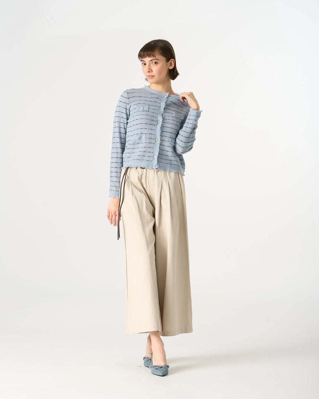 An image of a   31821 Frayed  Layered Cardigan by  Mirra Masa