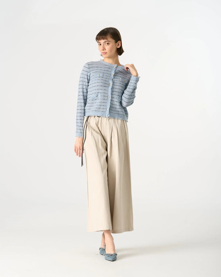 An image of a   31821 Frayed  Layered Cardigan by  Mirra Masa