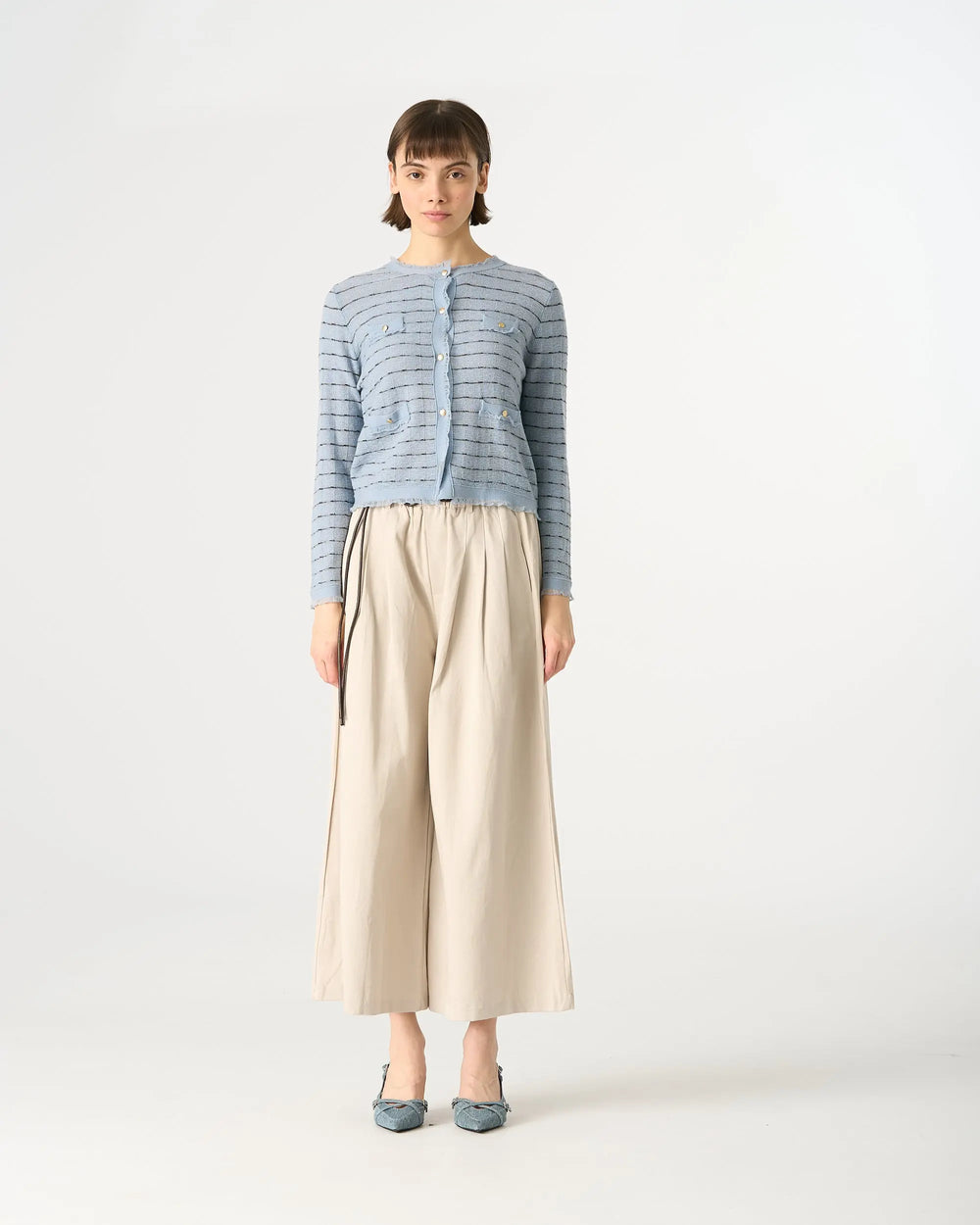 An image of a   31821 Frayed  Layered Cardigan by  Mirra Masa