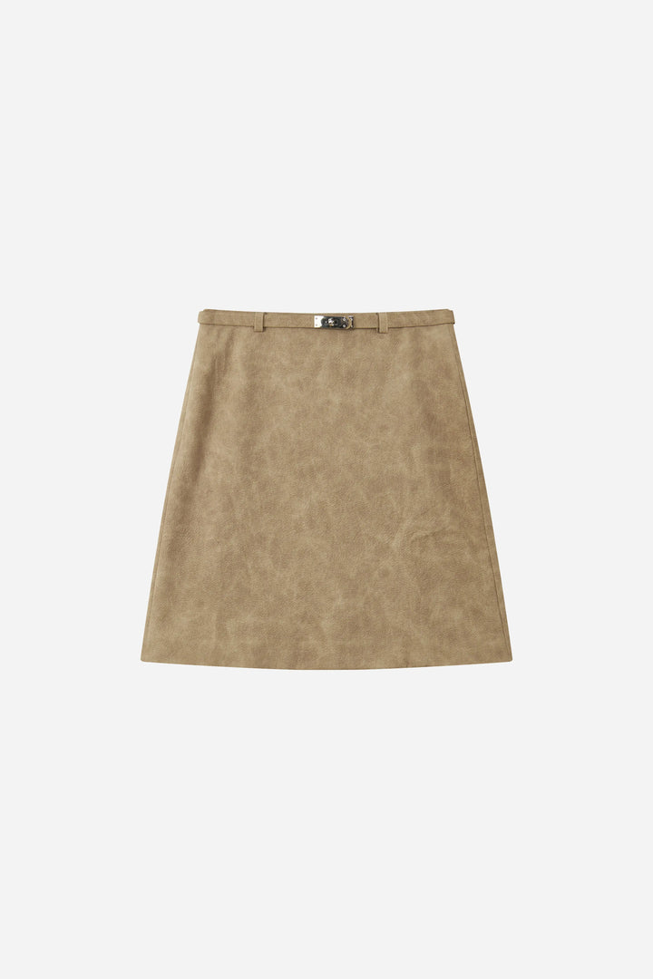 An image of a   31841 Suede-Effect Mini Skirt by  Mirra Masa