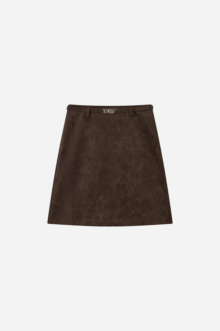 An image of a   31841 Suede-Effect Mini Skirt by  Mirra Masa