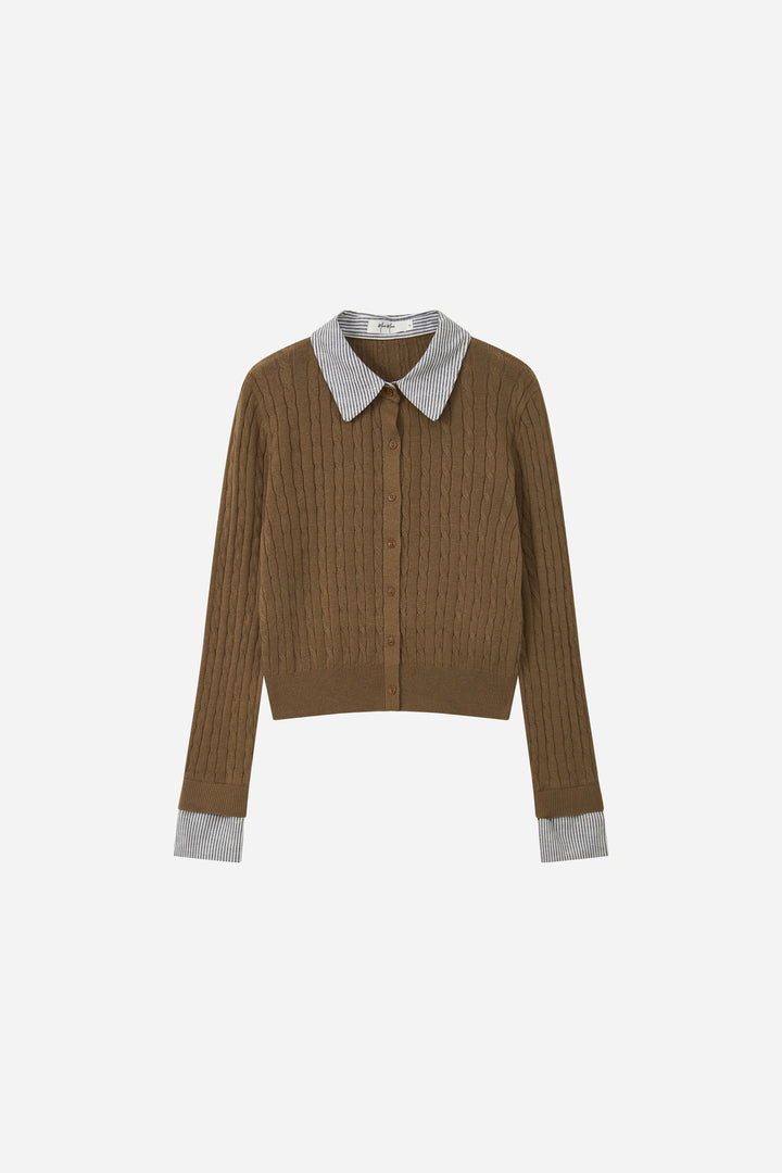 An image of a   31852 Layered-Look Cable-Knit Cardigan by  Mirra Masa