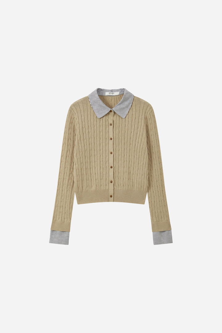 An image of a   31852 Layered-Look Cable-Knit Cardigan by  Mirra Masa
